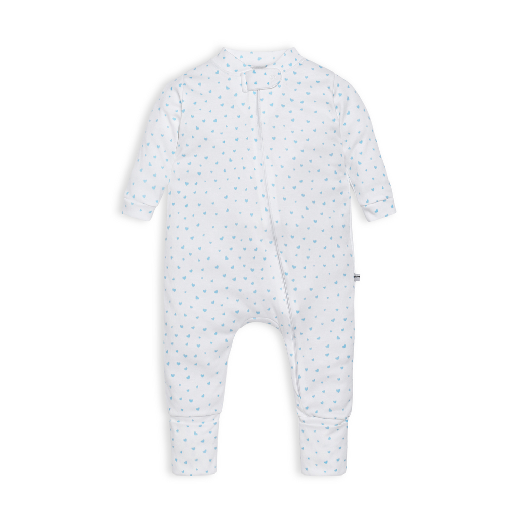 Enterito zipper corazones celeste