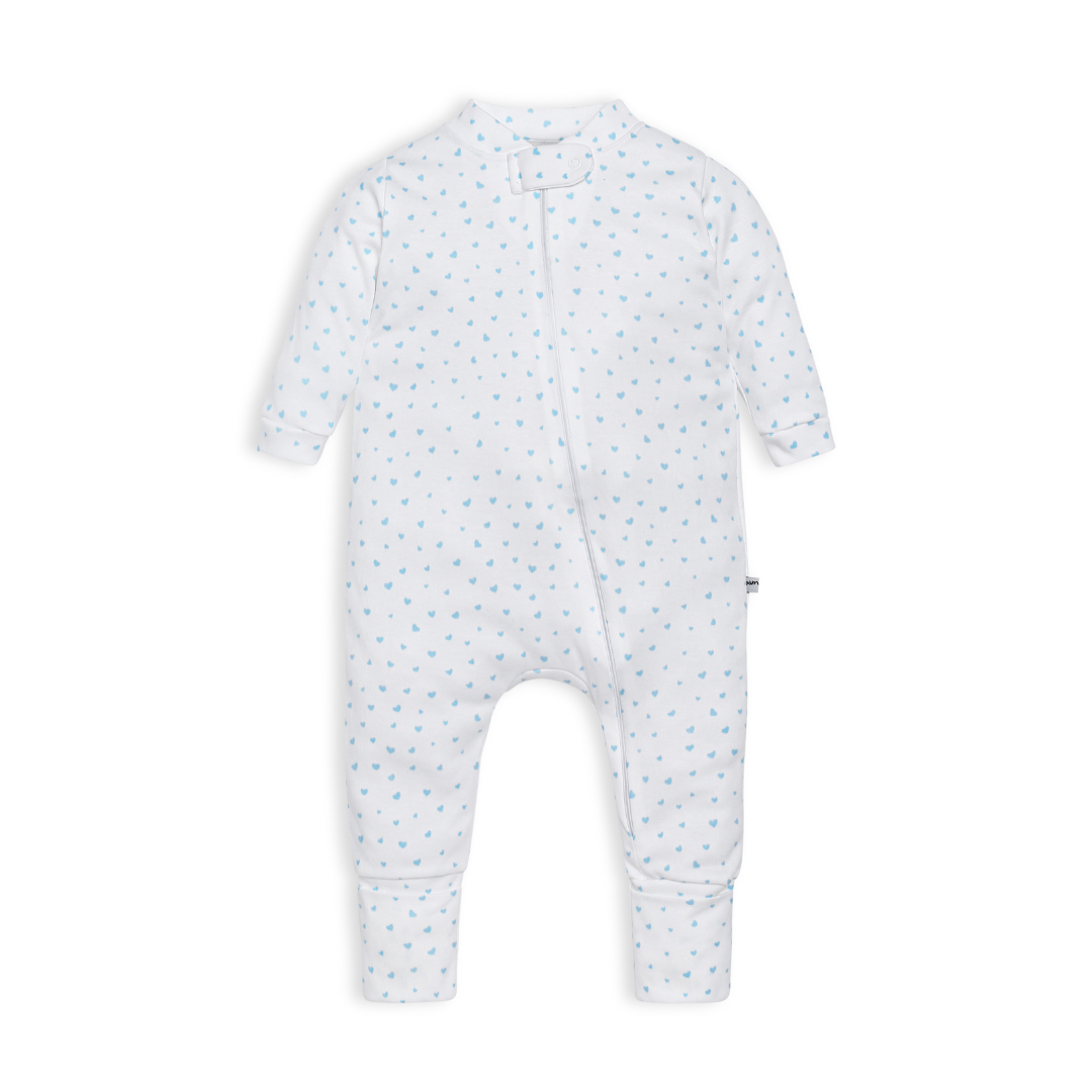 Enterito zipper corazones celeste