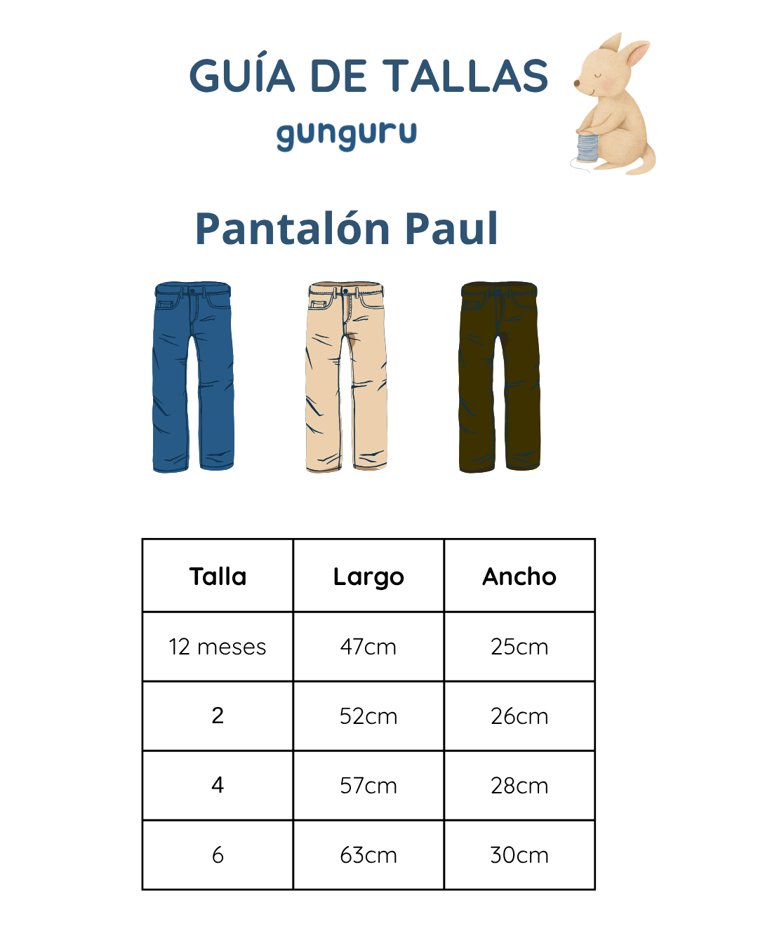 Guía de tallas