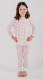 Pijama largo cuadrille Rosa