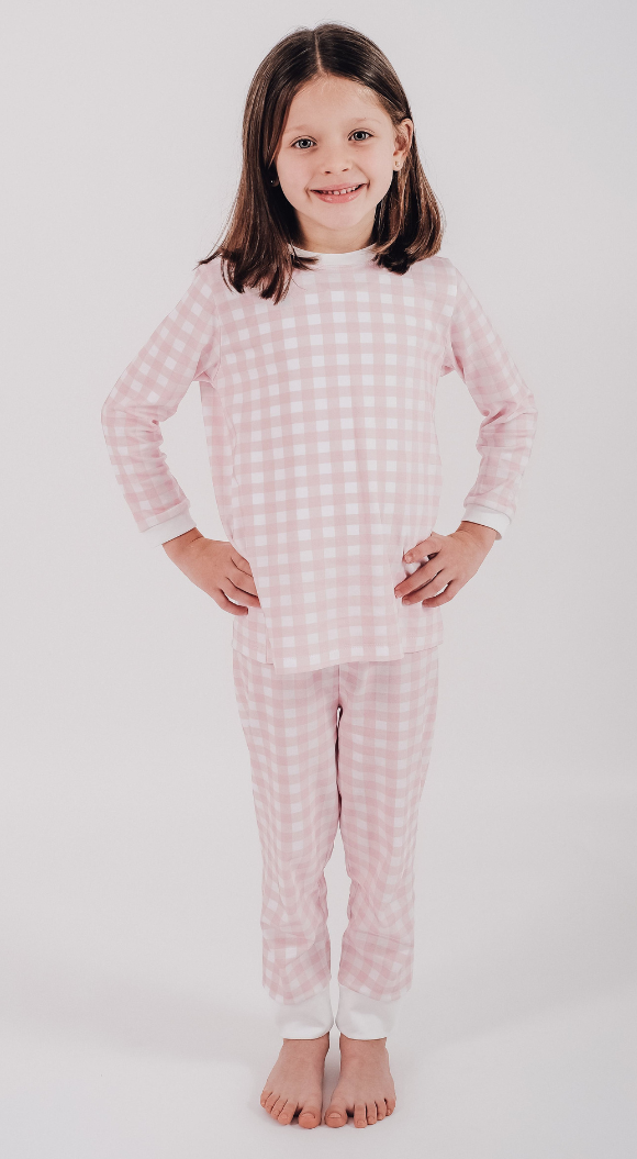 Pijama largo cuadrille Rosa