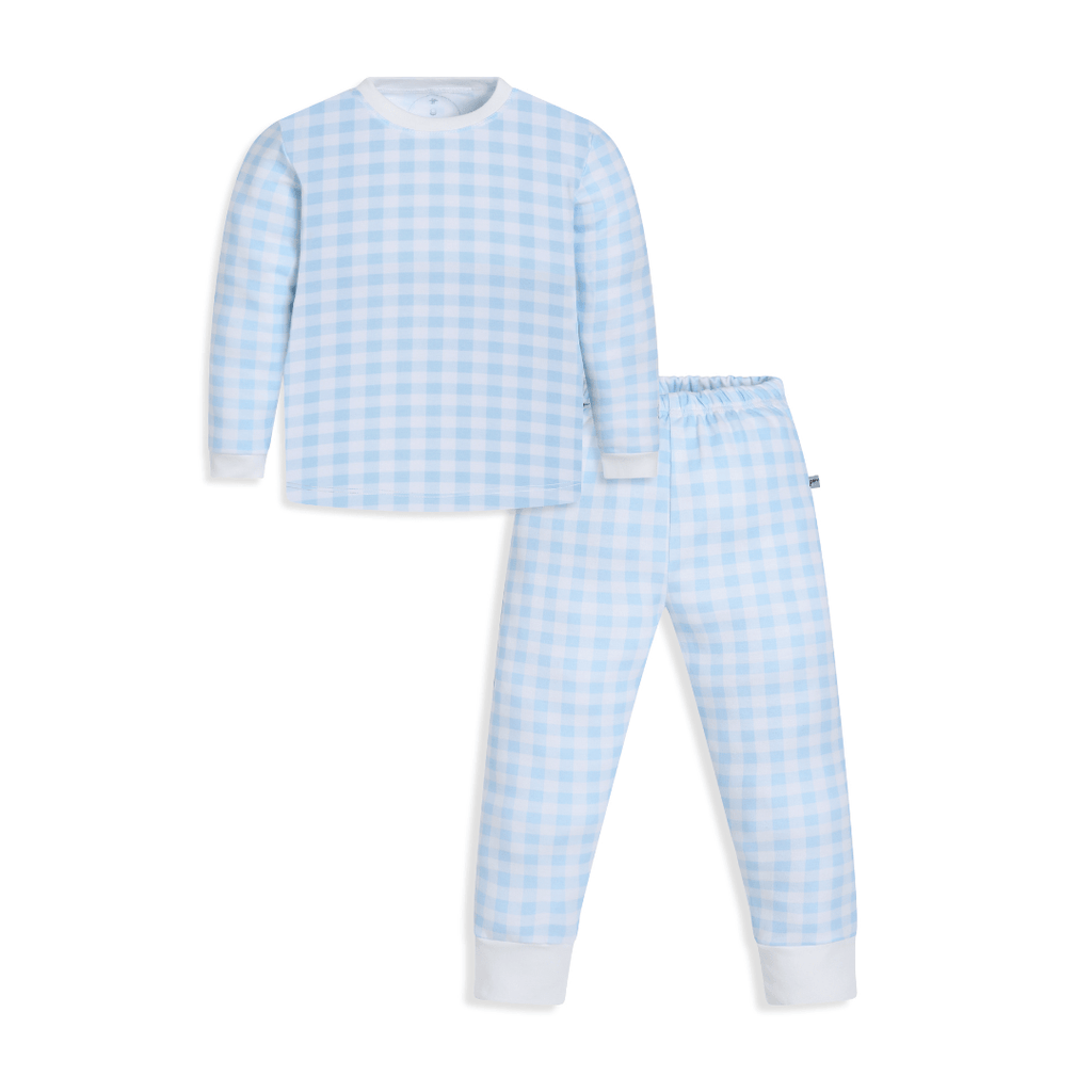Pijama cuadrille largo celeste