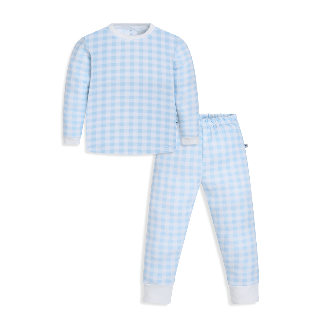Pijama cuadrille largo celeste