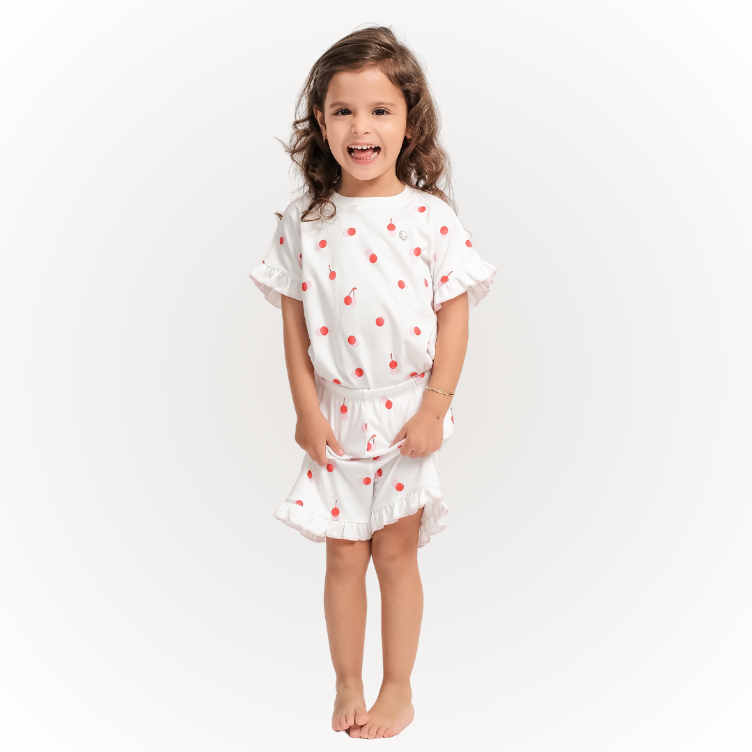 Pijama corto cereza