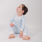Pijama cuadrille largo celeste