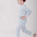 Pijama cuadrille largo celeste